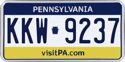 PA license plate KKW9237
