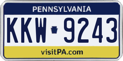 PA license plate KKW9243