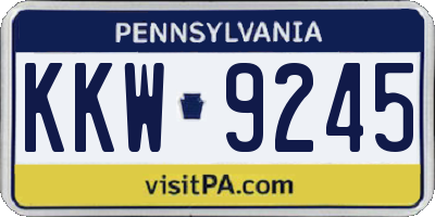 PA license plate KKW9245