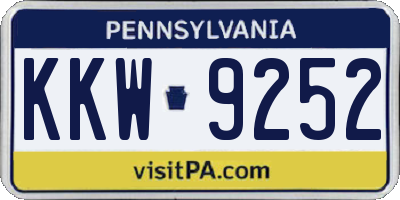 PA license plate KKW9252