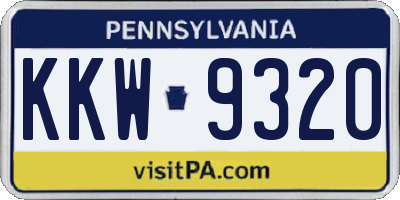 PA license plate KKW9320