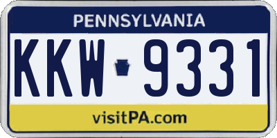 PA license plate KKW9331