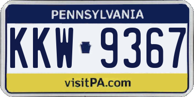 PA license plate KKW9367
