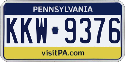 PA license plate KKW9376