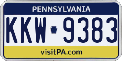 PA license plate KKW9383
