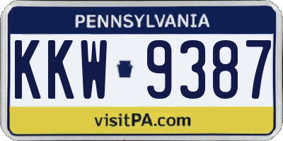 PA license plate KKW9387