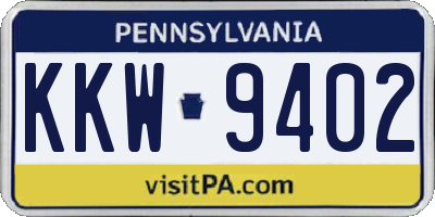 PA license plate KKW9402