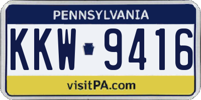PA license plate KKW9416