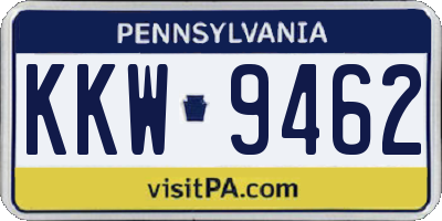 PA license plate KKW9462