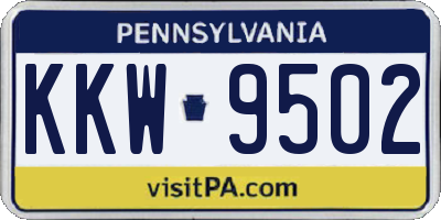 PA license plate KKW9502
