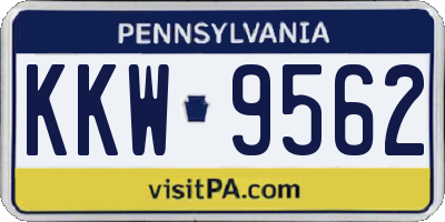PA license plate KKW9562