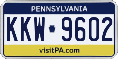 PA license plate KKW9602