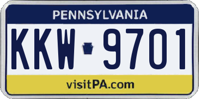 PA license plate KKW9701