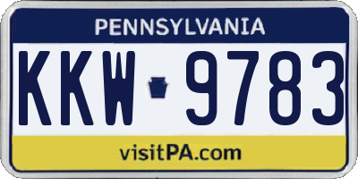 PA license plate KKW9783