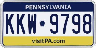 PA license plate KKW9798