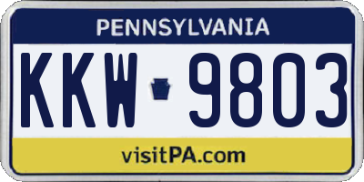PA license plate KKW9803