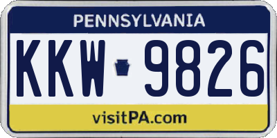 PA license plate KKW9826
