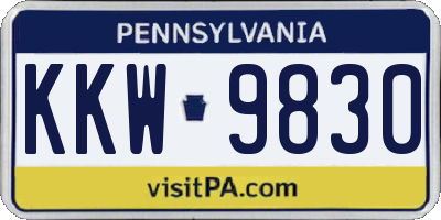 PA license plate KKW9830