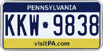 PA license plate KKW9838