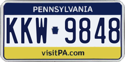 PA license plate KKW9848