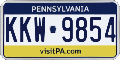 PA license plate KKW9854