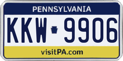 PA license plate KKW9906