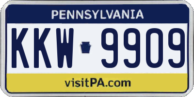 PA license plate KKW9909
