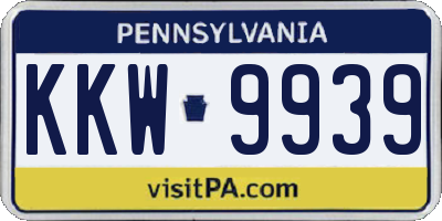 PA license plate KKW9939