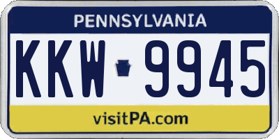 PA license plate KKW9945