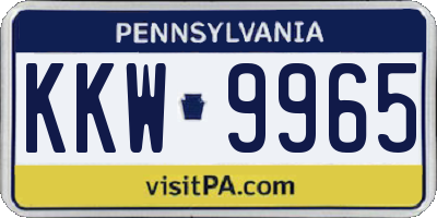 PA license plate KKW9965