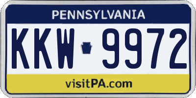 PA license plate KKW9972