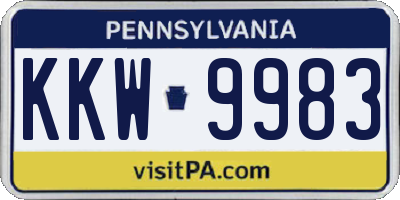 PA license plate KKW9983