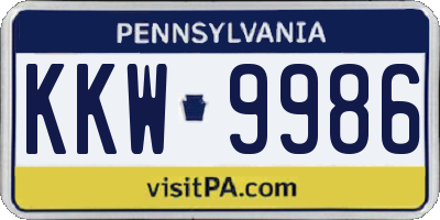 PA license plate KKW9986