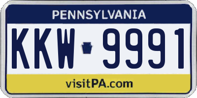 PA license plate KKW9991