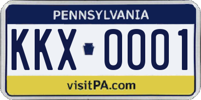 PA license plate KKX0001