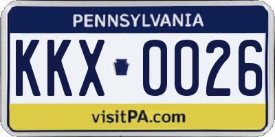 PA license plate KKX0026