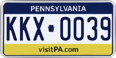 PA license plate KKX0039