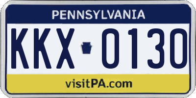 PA license plate KKX0130