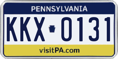 PA license plate KKX0131