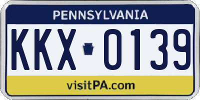 PA license plate KKX0139