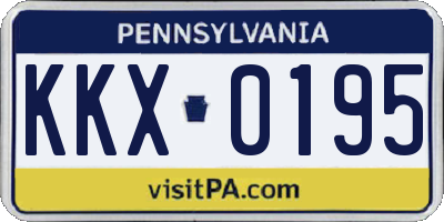 PA license plate KKX0195