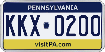 PA license plate KKX0200