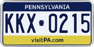 PA license plate KKX0215