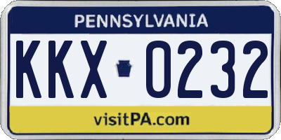 PA license plate KKX0232