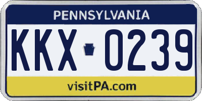 PA license plate KKX0239
