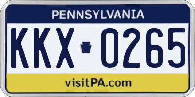 PA license plate KKX0265