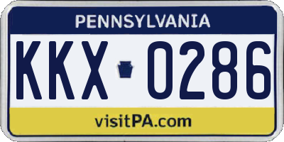 PA license plate KKX0286