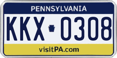 PA license plate KKX0308
