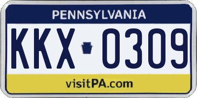 PA license plate KKX0309