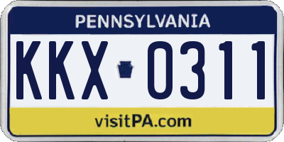 PA license plate KKX0311